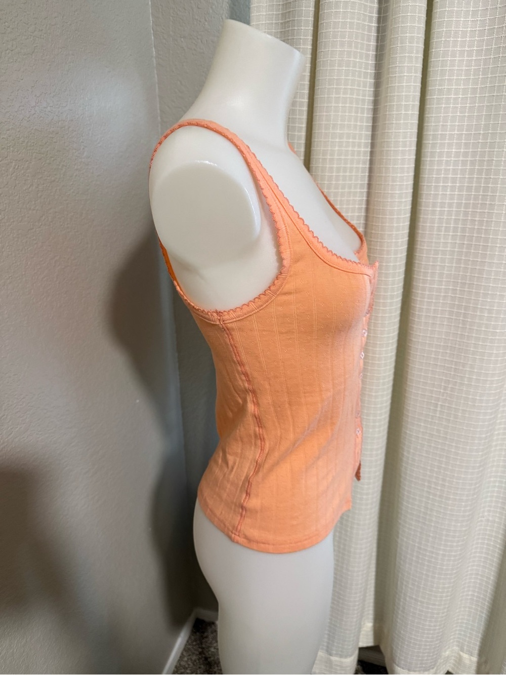 Intimately Free People End Game Pointelle Tank Melon Orange - Picture 4 of 5
